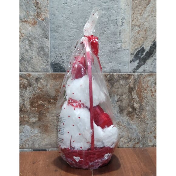 Valentines Day Gift Be Mine Bear Plush Love Heart in Gift Basket Stuffed Animal - Picture 12 of 16